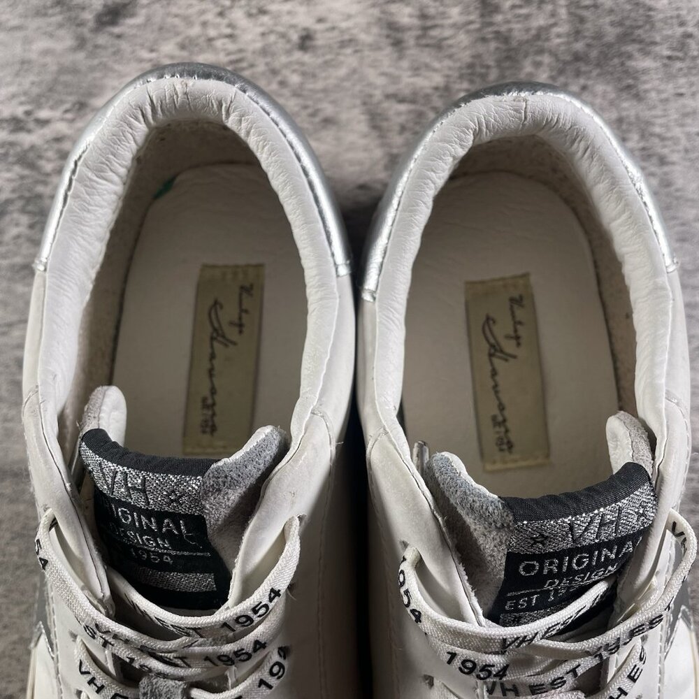 VINTAGE HAVANA Carla White Sneaker Silver Foil with Glitter Star Sz 7.5 - Picture 9 of 11